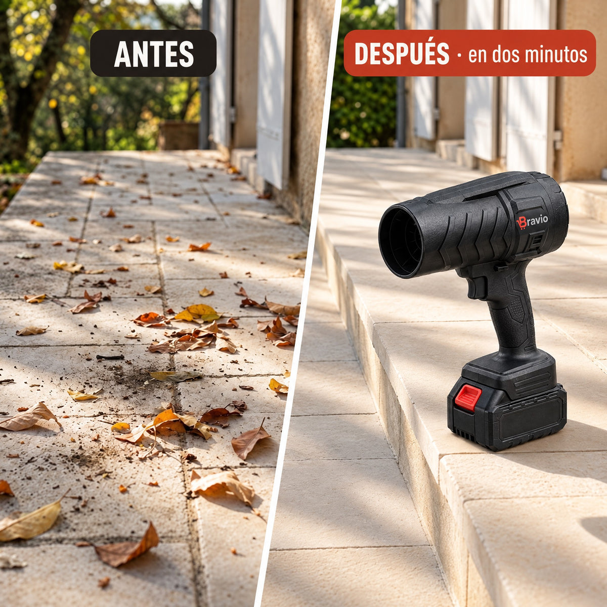 S20 Pro Bravio antes y después en la terraza