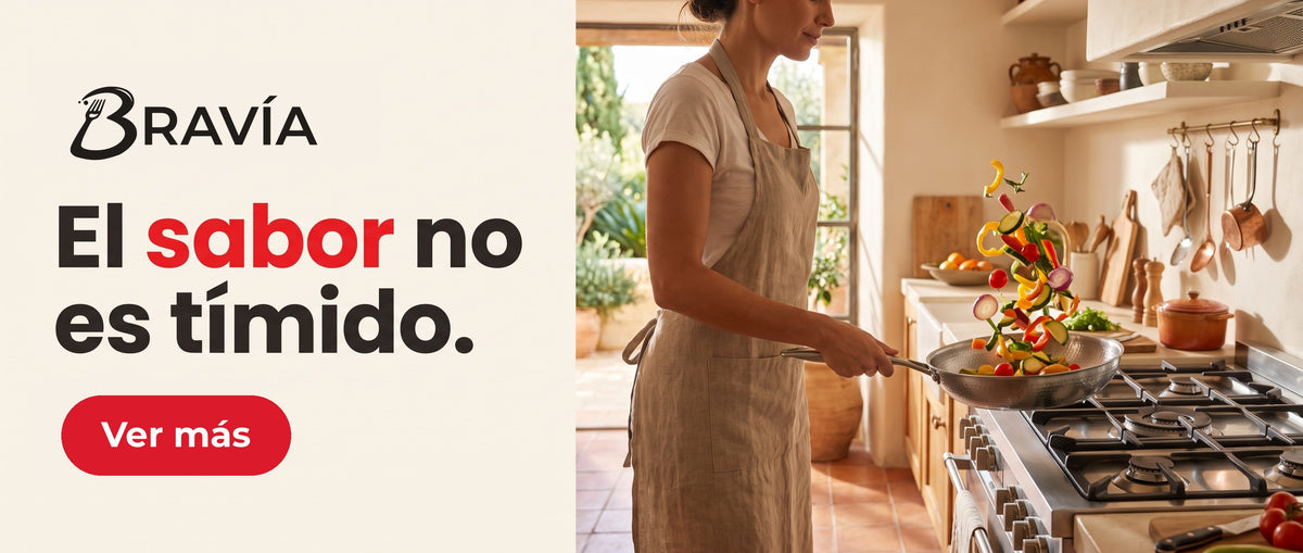 El sabor no es tímido — sartenes de titanio Bravía