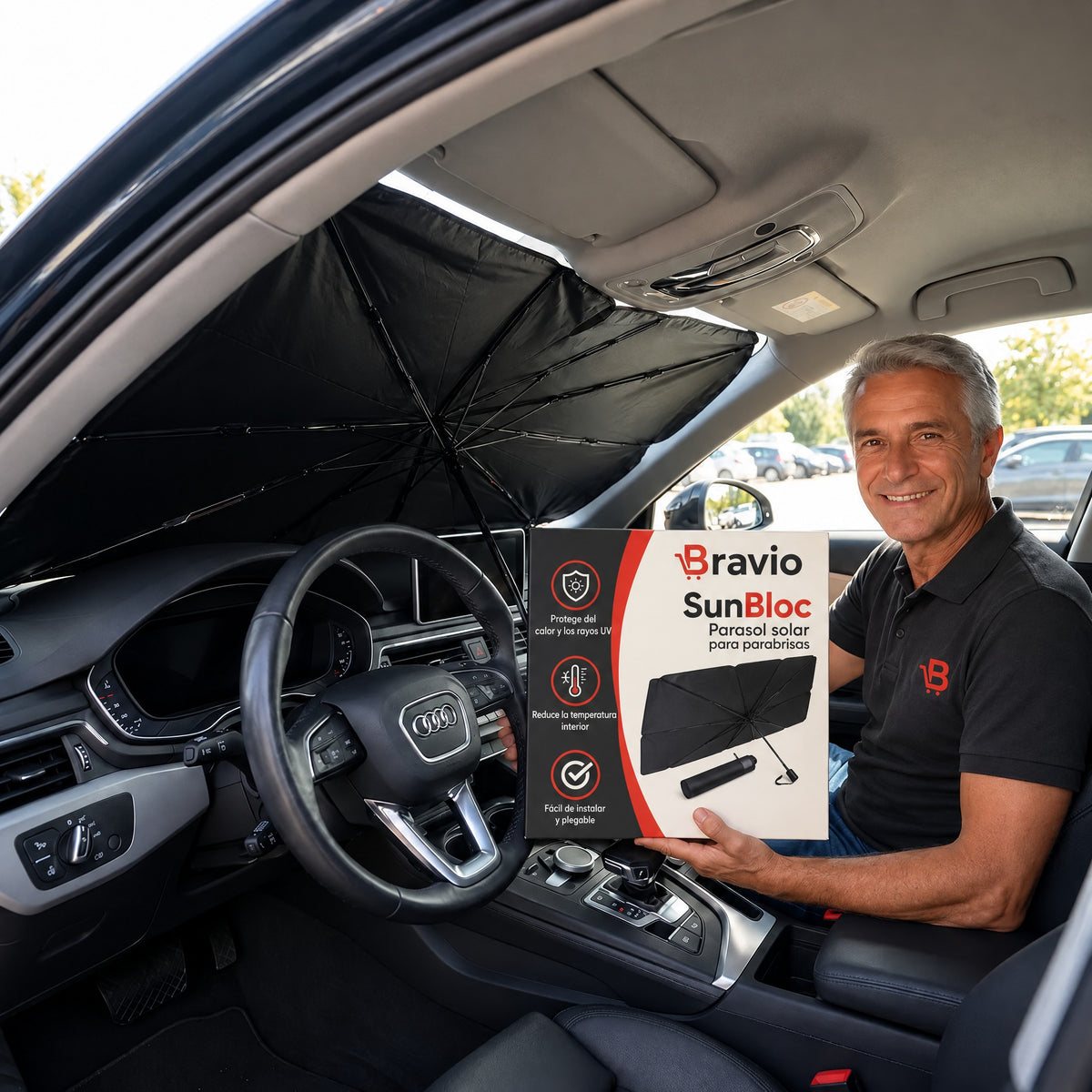 SunBloc Bravio en el coche