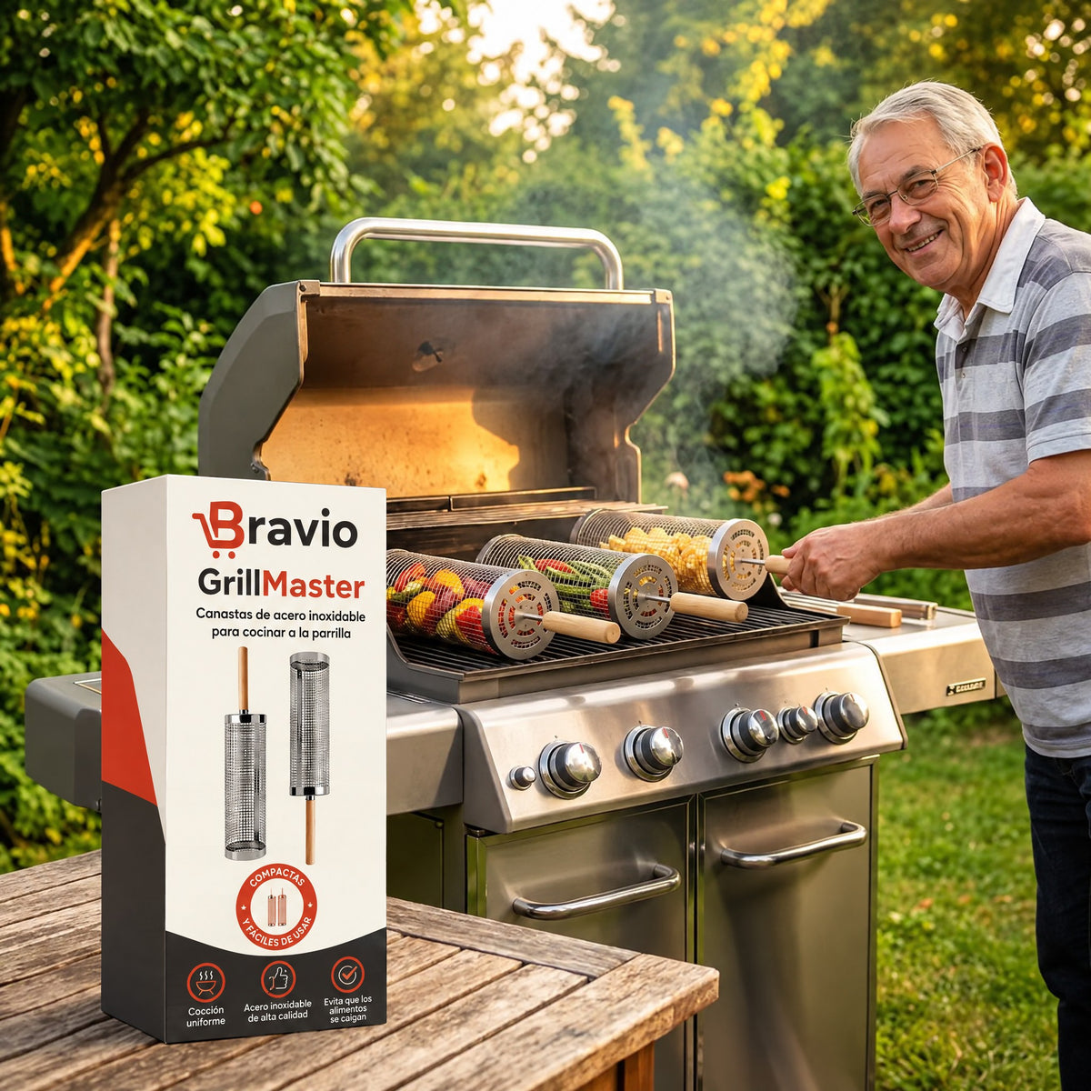 GrillMaster Bravio en la barbacoa