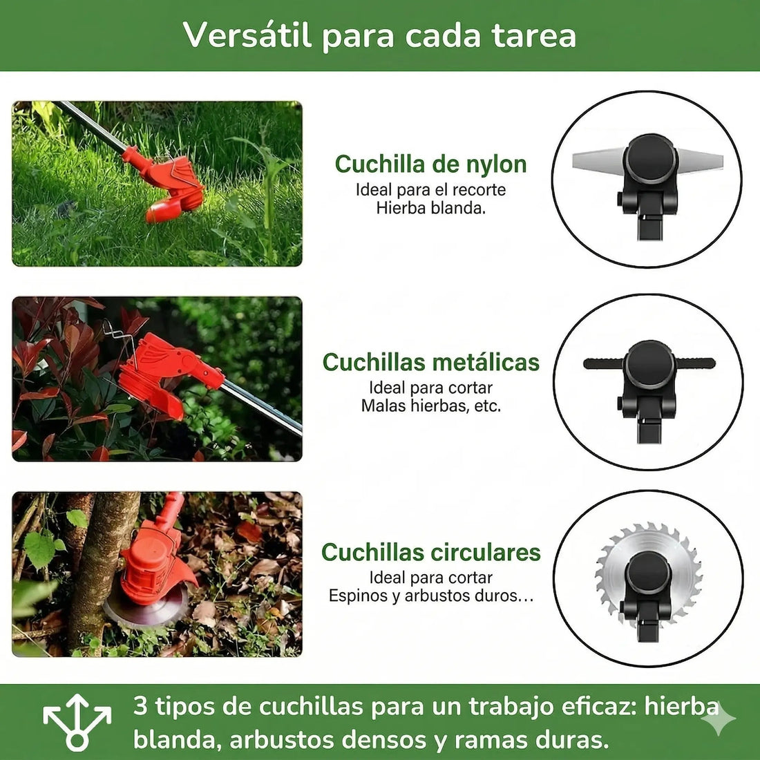 D80 PRO versátil para cada tarea con 3 tipos de cuchillas