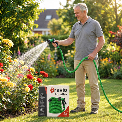 Aquaflex Bravio regando el jardín