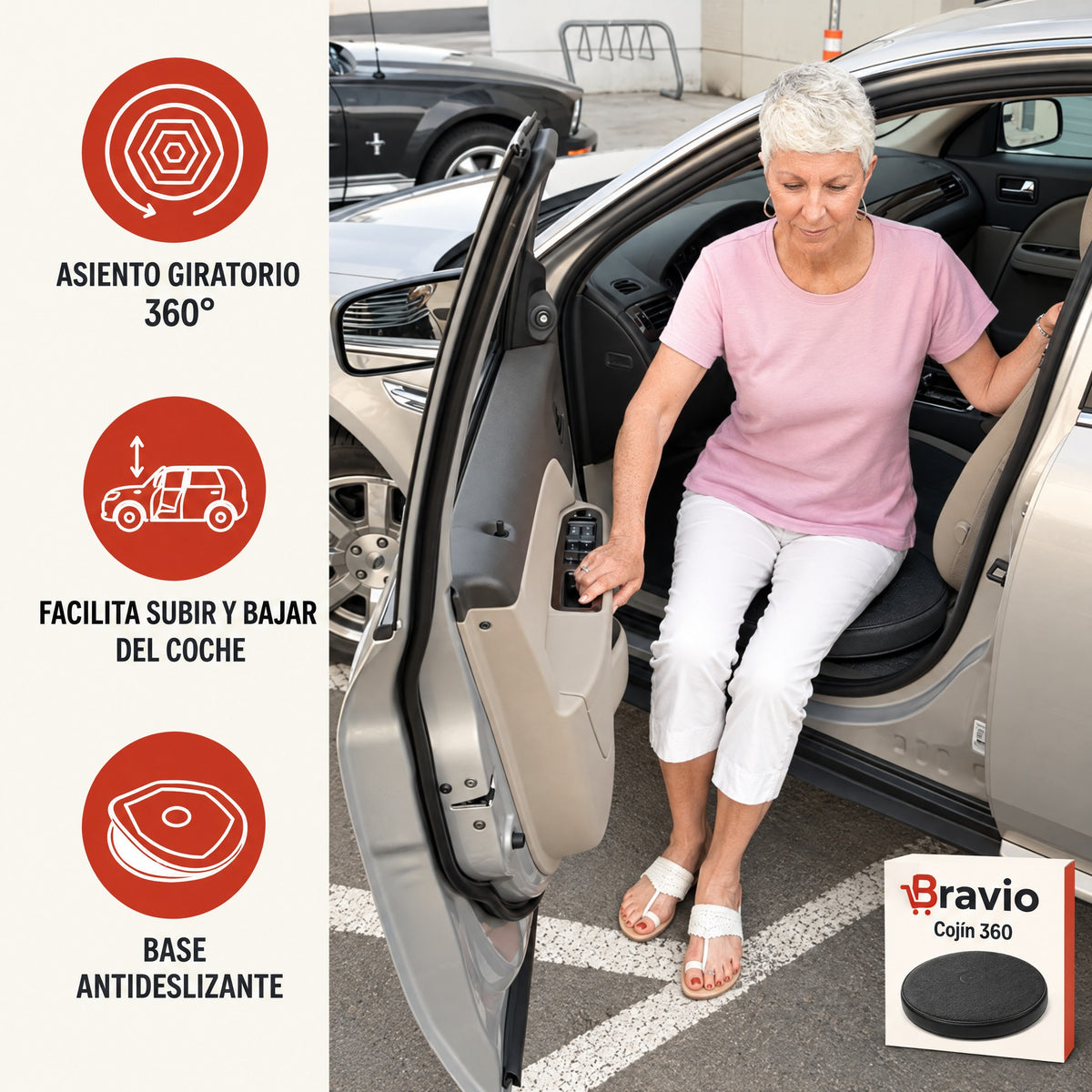 Cojín 360 Bravio para salir del coche