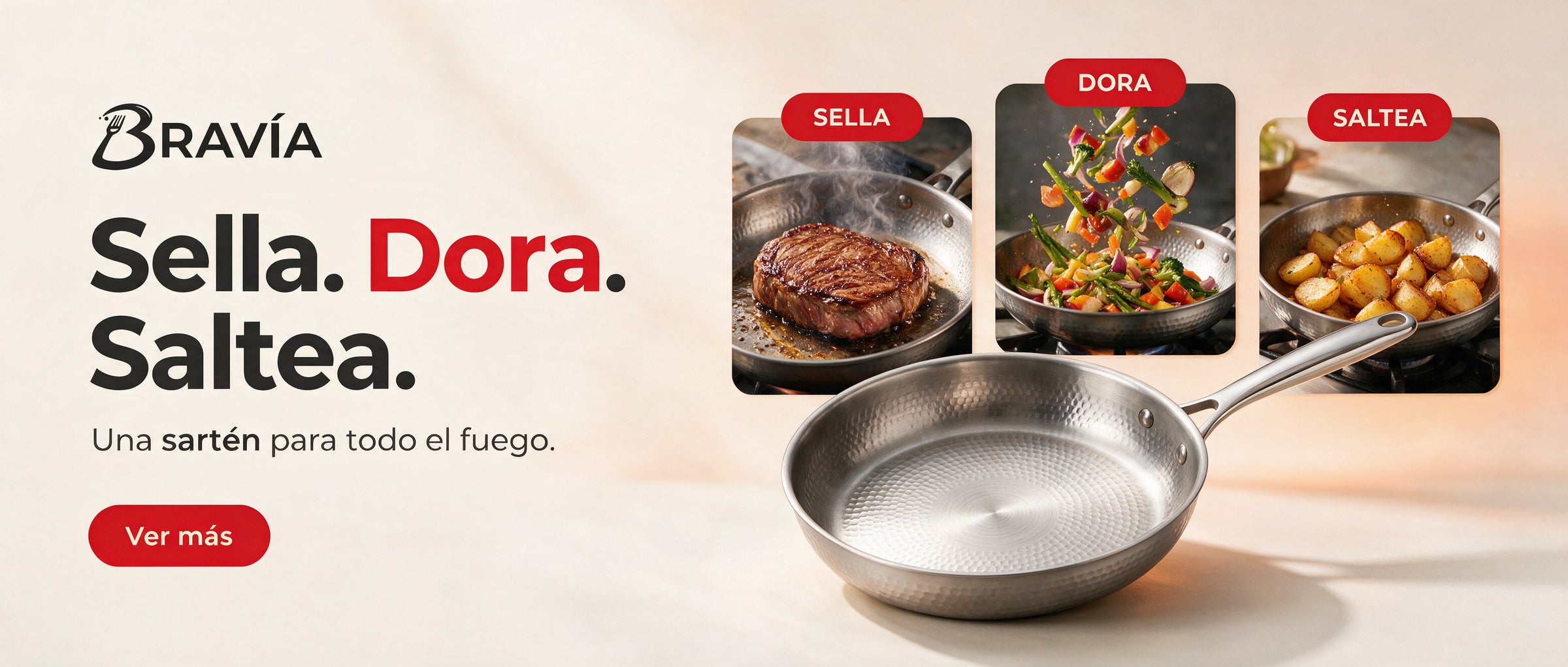 Sella, dora y saltea con una sola sartén Bravía