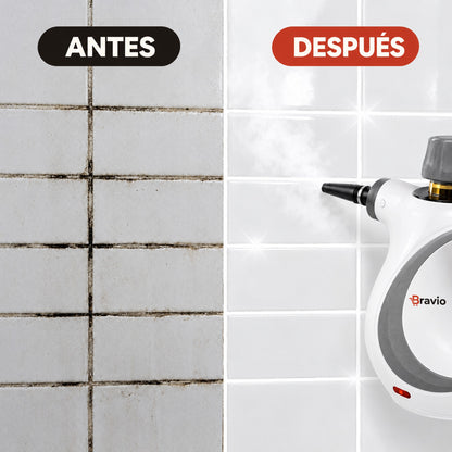 VaporMax Bravio antes y después en juntas del baño