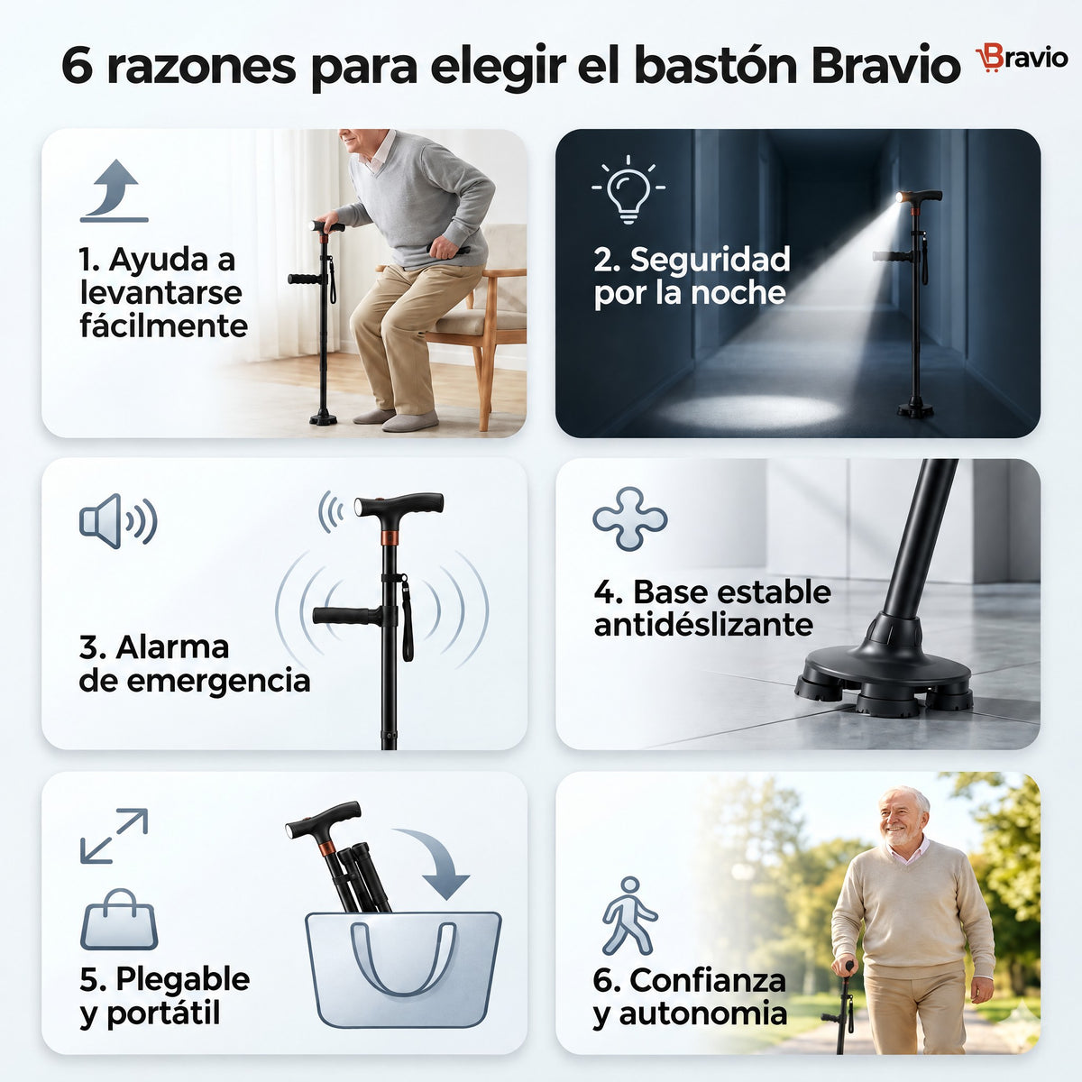 Bastón de apoyo Bravio